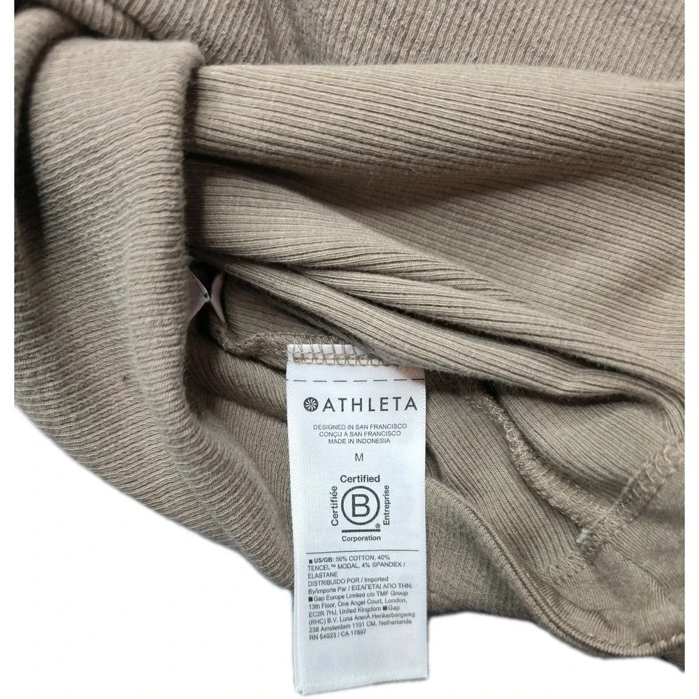 NWT Athleta Presence Twist Sweatshirt  M Lower Impact Materials Breathble Beige